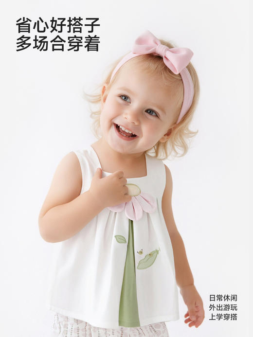 英氏女童套装夏季新款宝宝背心裤子透气碎花短裤衣服YRABJ2S024A 商品图4
