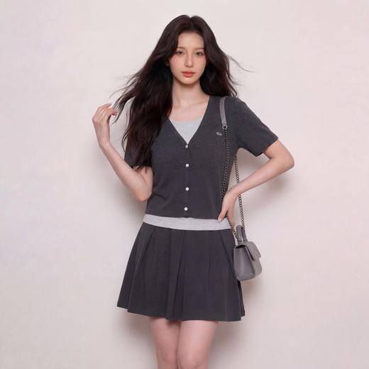 奢姿大码女装2026夏季拼接V领两件套胖妹妹松紧腰时尚休闲套装9962954668 商品图0