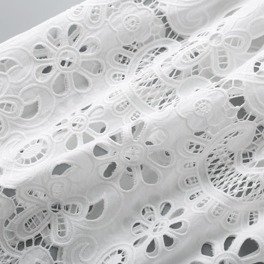 「高货wl」全新升级【铂金会员367/天猫489/差价122】(12734)洛诗琳法式气质镂空绣花连衣裙2026夏季水溶蕾丝收腰裙 商品图3