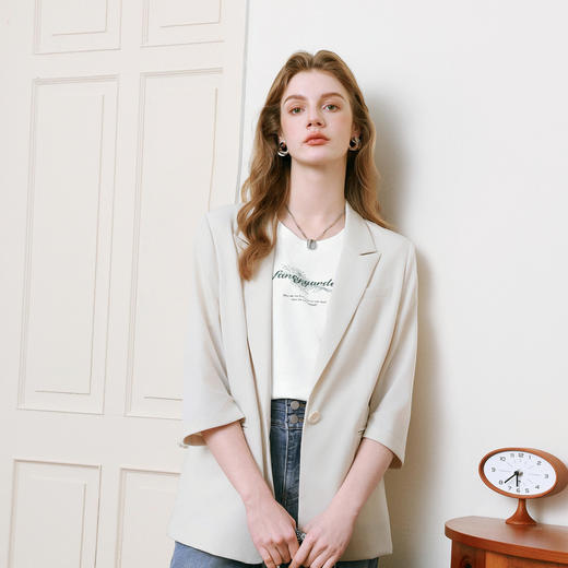 【商场同款】诗凡黎高腰醋酸牛仔裤25夏新款百搭九分裤3G4150671 商品图2