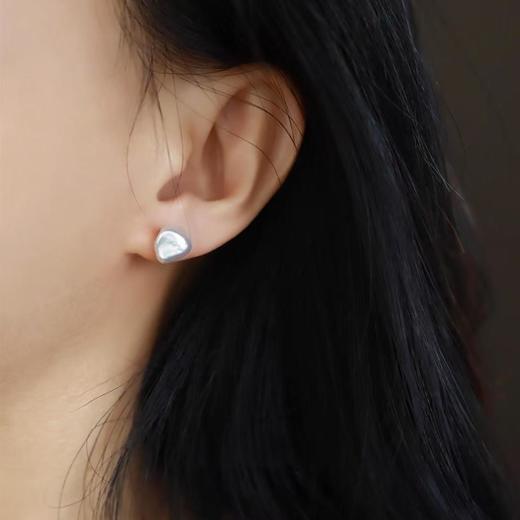 稀有天然银河系巴洛克天然淡水珍珠碎银耳钉 商品图1