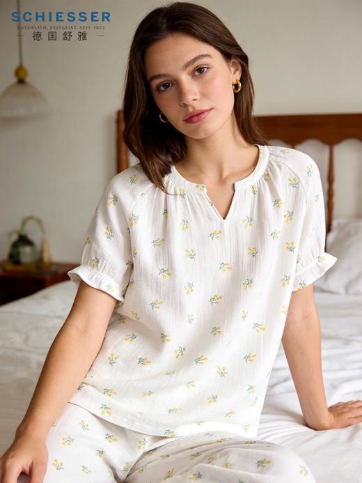 【棉纱竹纤维】SCHIESSER德国舒雅女夏季新款透气吸汗七分袖九分裤套装棉竹纤维双层纱布  50%棉 50%竹纤维 31/26510H 商品图4