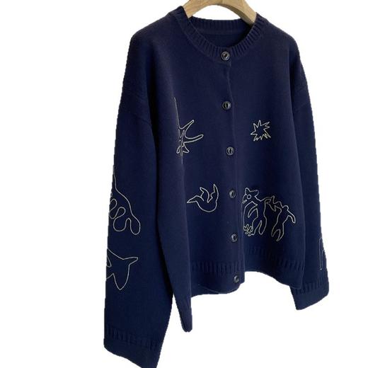 老渠道里的R牌！2026早春图腾撞色绣花羊毛针织开衫毛衣女款！ 商品图4