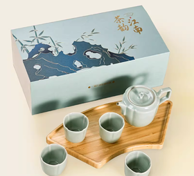 杭州西湖景区茶韵江南青瓷茶具礼盒一壶四杯