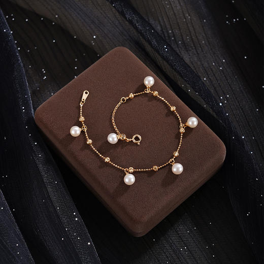 子佩集【星河点梦】银S925珍珠惜王妃手链【MLSL011】6mm珠镀金吊球2601 商品图3