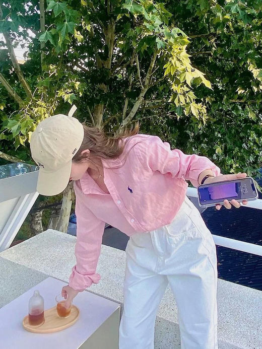 经典版型粉色亚麻衬衫 淡淡的樱花粉 不挑年龄的少女感 100%优质亚麻 吸湿速干 自然褶皱 好打理 宽松H版型 肩线自然垂落 商品图8