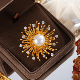 子佩集【炽焰凝诗】珍珠惜王妃胸针【XXXZ241】11mm珠镀金蒲公英2601