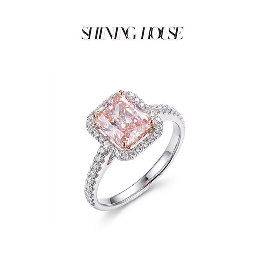 ShiningHouse[培育] 粉钻系列 18k金钻石戒指 祖母绿形1.6克拉钻人工真钻人造钻石K金戒指时尚钻石戒指卓越匠心奢耀臻献【此商品不支持7天无理由退货退款】 商品图2