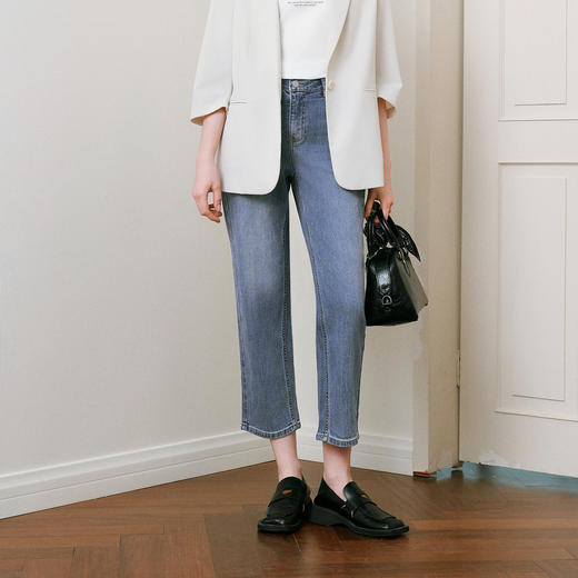 【商场同款】诗凡黎高腰醋酸牛仔裤25夏新款百搭九分裤3G4150671 商品图0