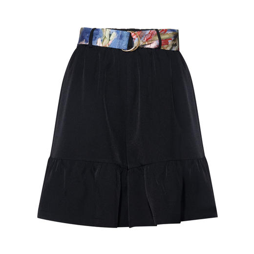 两三事 未寄书简 2026夏季新款复古印花腰带荷叶边裤脚高腰短裤女 商品图4