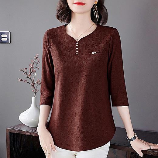 大码七分袖T恤女2026春季新款宽松洋气遮肚薄款小衫中袖减龄上衣 商品图1