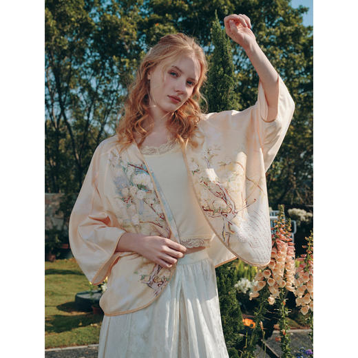 两三事梵高文艺 空色花园 2026夏季新款小清新印花开襟外套女宽松 商品图3