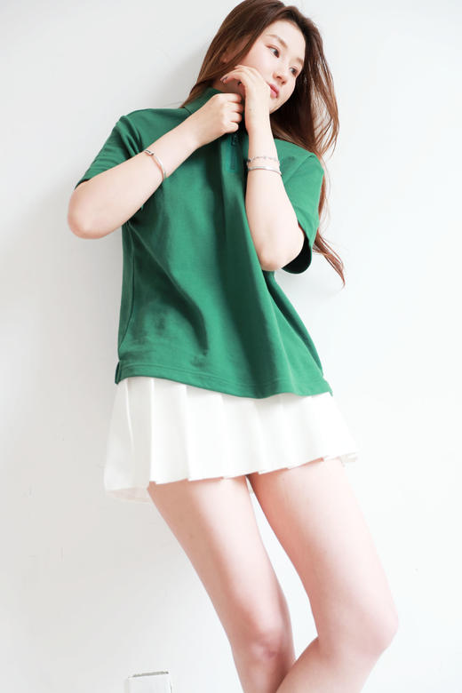 压胶拉链+小标刺绣，硬领设计下摆签名字母气质翻领polo衫E032466 商品图12