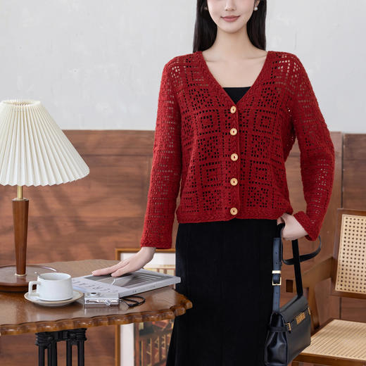 苏苏姐家方正V领开衫手工diy钩针编织外套上衣毛线团材料包 商品图1