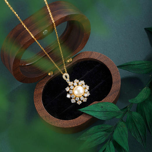 子佩集【璀璨神话】银S925珍珠惜王妃套链【XXDZ051】7.5mm珠镀金雪花2601 商品图1