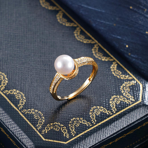 子佩集【银河静界】银S925珍珠惜王妃戒指【R2089】7mm珠双色一字2601 商品图0