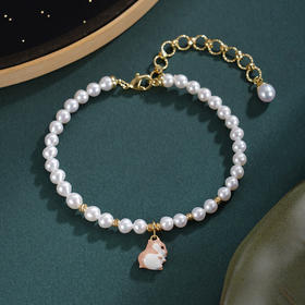 子佩集【鼠你最好】珍珠惜王妃手链【XXSL019】4mm珠镀金小鼠2601