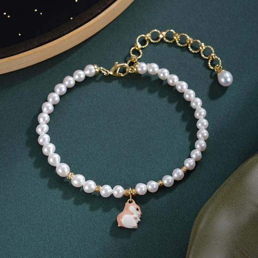 子佩集【鼠你最好】珍珠惜王妃手链【XXSL019】4mm珠镀金小鼠2601 商品图0