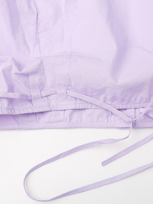 韩系温柔浅紫短款衬衫 抽绳收腰设计感小众 显瘦显高长袖上衣 商品图6