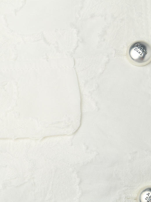 核心卖点：白色肌理面料、圆领设计、短袖版型、单排扣、小香风、显瘦显高 商品图5