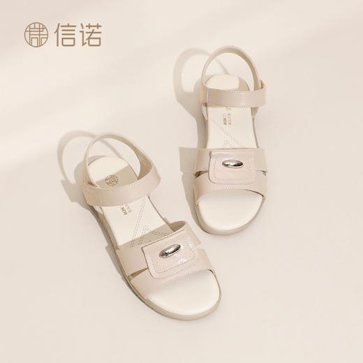 信诺妈妈凉鞋女平底软底舒适魔术贴中老年休闲沙滩鞋2026夏季新款6L385-3 商品图2