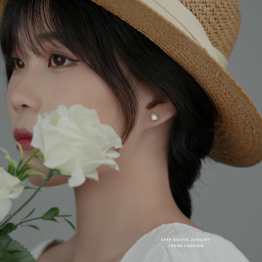 【小清欢】s999足银猫眼石耳钉耳饰【YXS-CE170】 商品图1