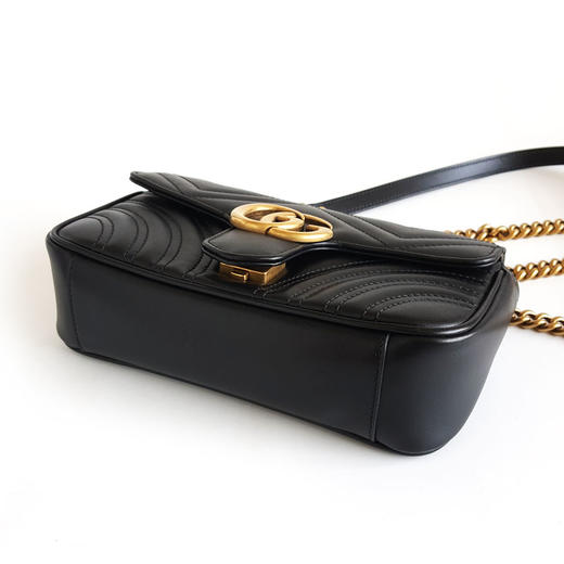 【95新】Gucci古驰Marmont系列446744黑金马蒙22新款内里链条包单肩包单肩斜挎包女士230326HS03 商品图6