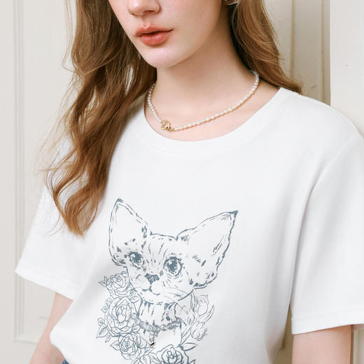 【商场同款】诗凡黎全棉印花T恤2025夏新款休闲短袖上衣3G4100711 商品图3