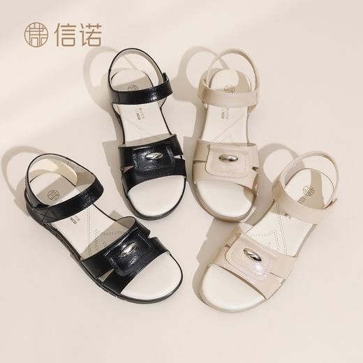 信诺妈妈凉鞋女平底软底舒适魔术贴中老年休闲沙滩鞋2026夏季新款6L385-3 商品图9