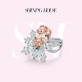 ShiningHouse[培育] 粉钻系列 18k金钻石戒指 梨形3克拉钻人工真钻人造钻石K金戒指时尚钻石戒指卓越匠心奢耀臻献【此商品不支持7天无理由退货退款】