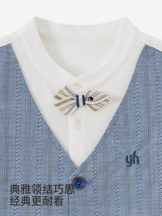 英氏儿童套装男童夏季假两件短袖短裤防蚊小绅士衣服YRABJ2S012A 商品图2