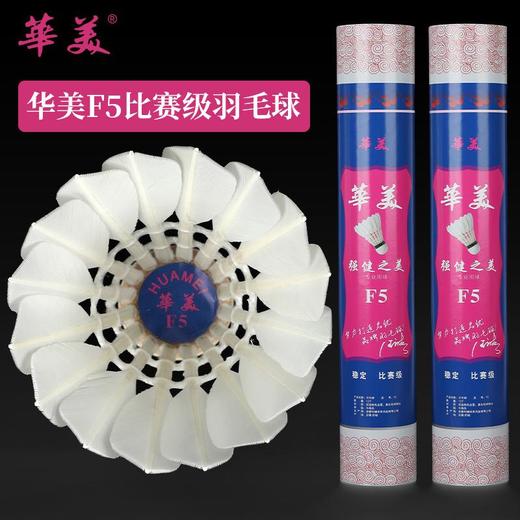 华美F5全圆羽毛球飞行稳定耐打手感好正品球馆训练比赛用球12只包邮 商品图0