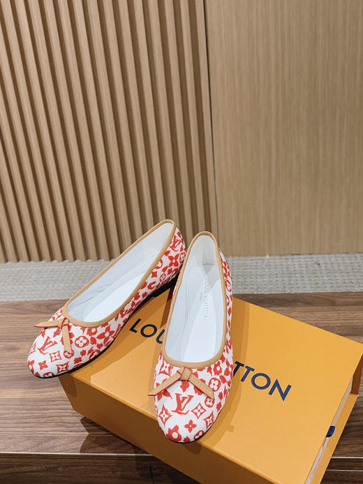 驴家 村上隆联名老花芭蕾舞鞋蝴蝶结拼色平底单鞋经典三彩/麂皮绒面船鞋(DBG) 商品图6