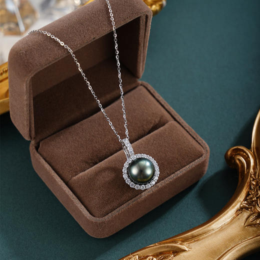 子佩集【幽澜妙影】银S925珍珠惜王妃套链【HJYDZ011】11mm珠圆环黑珠2601 商品图1