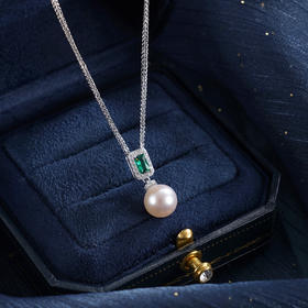 子佩集【月华倩影】银S925珍珠惜王妃套链【TM0827-XF】8.5mm珠绿方块2601