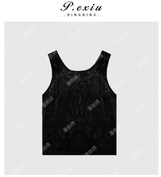 03-4潘依绣丁丁宠粉暗纹缎面背心U领显瘦Q5462 商品图0