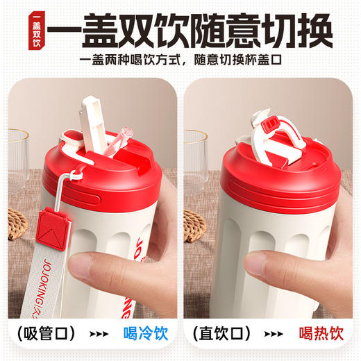 【高颜值❗️随行咖啡保温杯】食品级不锈钢内胆，长效锁温保冷，便携挂绳设计，夏日冰饮冬日热饮都适配，男女生随手杯现代大容量简约家用L 商品图1