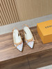 驴家  X TM 村上隆联名老花芭蕾舞鞋蝴蝶结拼色猫跟凉鞋 （DBG） 商品缩略图3