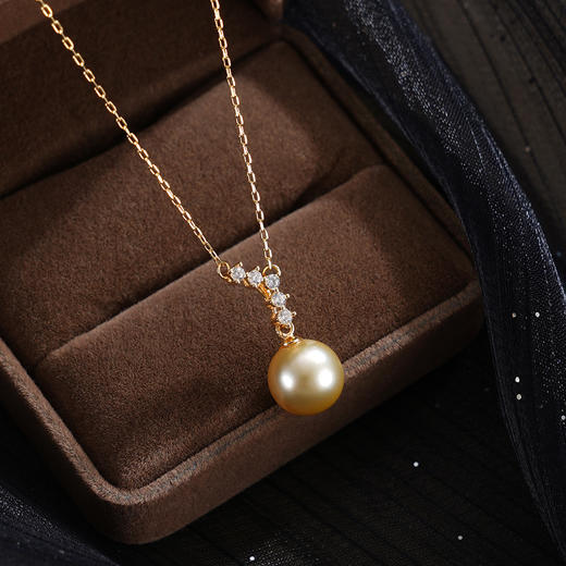 子佩集【银河鎏金】银S925珍珠惜王妃套链【HJYTL008】9.5mm珠镀金一字金色珠2601 商品图0