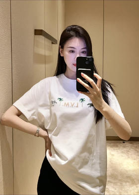 驴家 25ss椰树斑马绣花短袖T恤 男女同款（DY）
