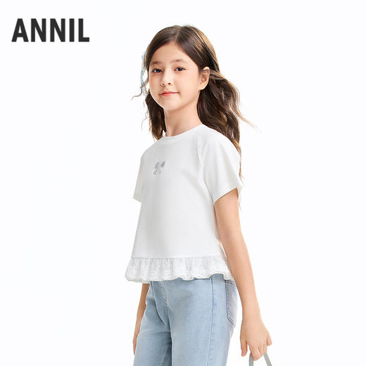 女童圆领短袖针织衫夏季新款安奈儿童装EG621637 商品图2