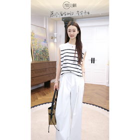 火桐hooton 莱赛尔条纹圆领背心