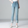 「自」全新升级【铂金会员192/天猫259/差价67】(20517)洛诗琳气质中国风窄版牛仔裤女2026高腰复古盘扣直筒九分裤 商品缩略图2