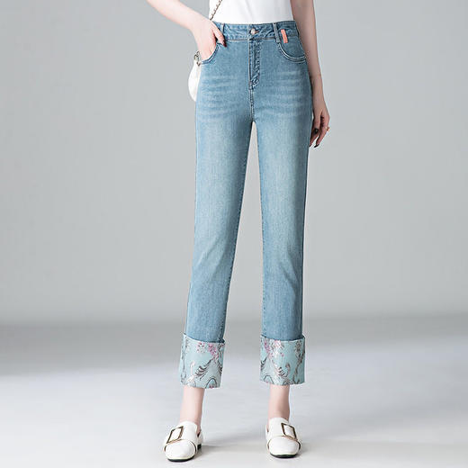 「自」全新升级【铂金会员192/天猫259/差价67】(20517)洛诗琳气质中国风窄版牛仔裤女2026高腰复古盘扣直筒九分裤 商品图2