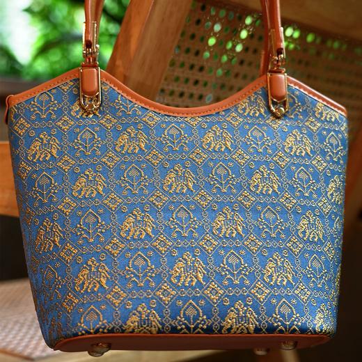 丁摩 壮锦包女休闲单肩斜挎手提通勤托特包菜篮子包6ZF-5603F3 商品图3