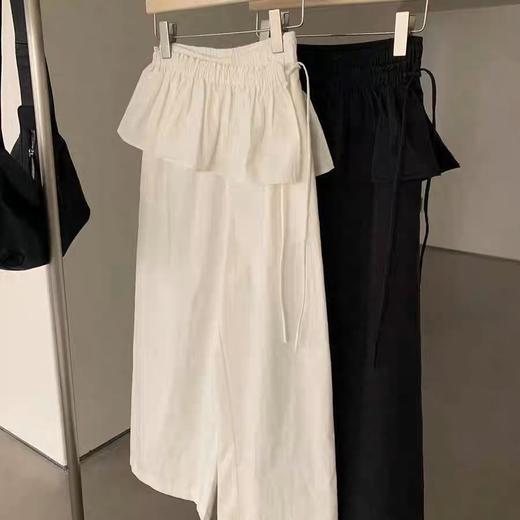 春夏新款【小众芭蕾风裙边休闲裤】松弛感净色松紧腰气质休闲工装裤 商品图5