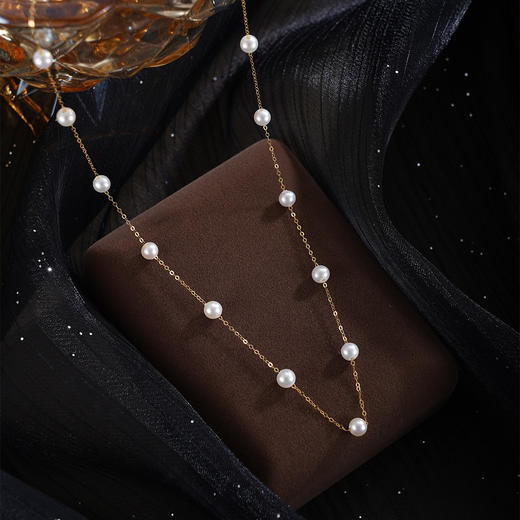 子佩集【露华曦光】G18K珍珠惜王妃项链【MLKJXL005】4.5mm珠镀金多珠2601 商品图2
