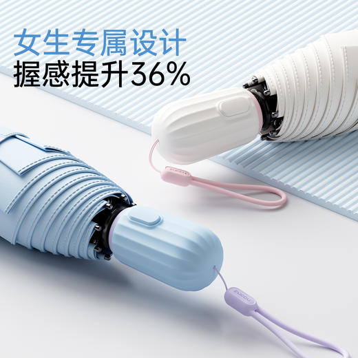 ZUODU左都 瓜瓜全自动三折 节节收防爆冲 8骨复合黑胶 晴雨两用伞 商品图1