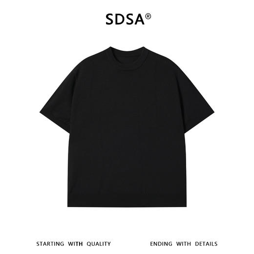 SDSA男装2026新款高贵轻奢老钱风肌理感纯色圆领短袖T恤百搭上衣 商品图0