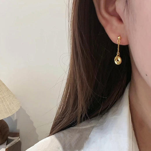 【财源知遇】s925纯银碎冰冰铜钱钱币流苏耳饰【JHY-E001109K】 商品图1